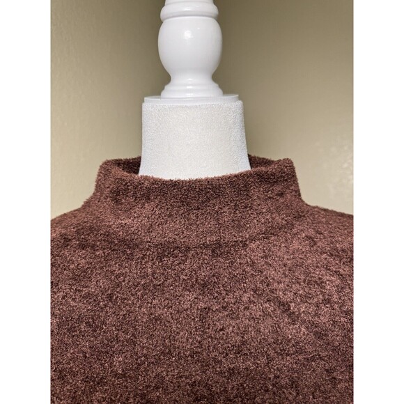 Double zero fuzzy soft long sleeve sweater shirt Brown large Mock Neck - Picture 3 of 8